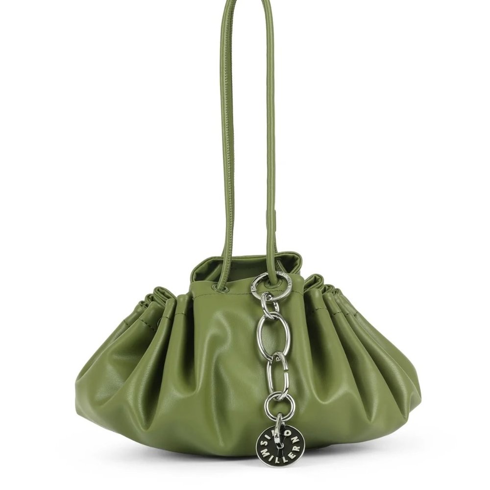 SIMON MILLER Long Scrunch Bag Keychain Alien Green NEW FINAL PRICE